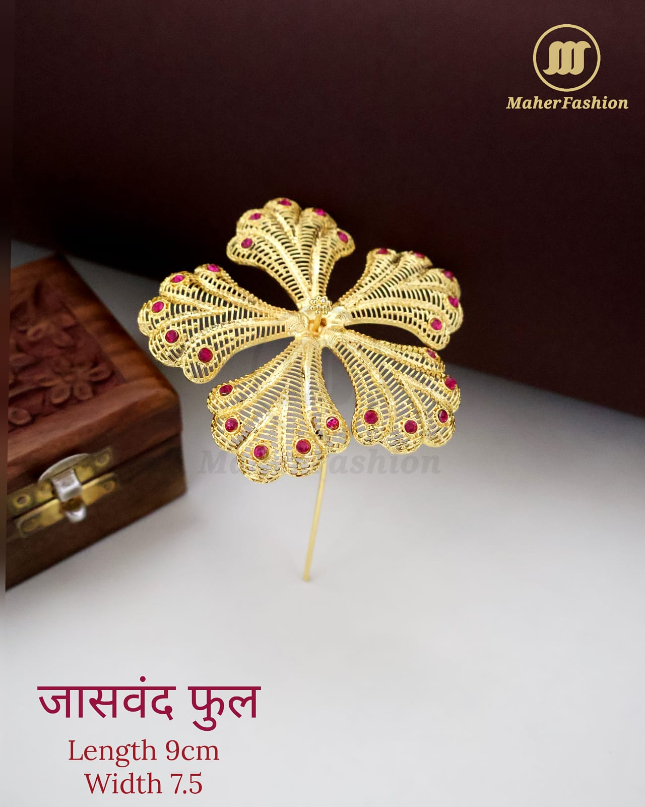 Designer Gold Plted Jaswand Flower